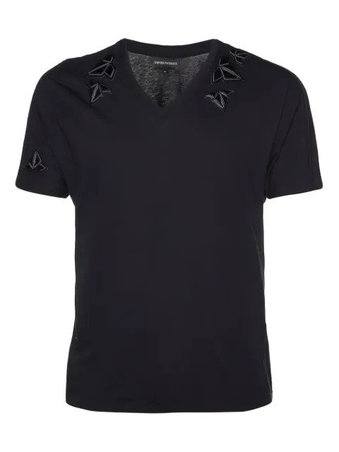 Emporio Armani Pre-Owned embroidered V-neck T-shirt