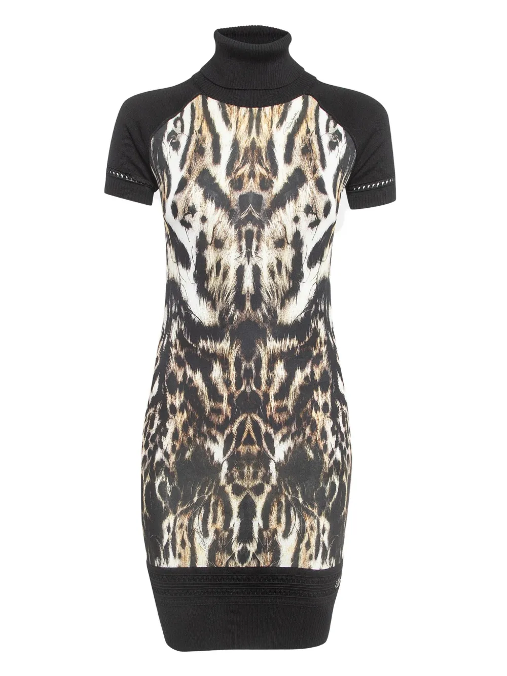 leopard-print turtleneck dress