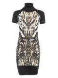 Roberto Cavalli Vintage leopard-print turtleneck dress - Black