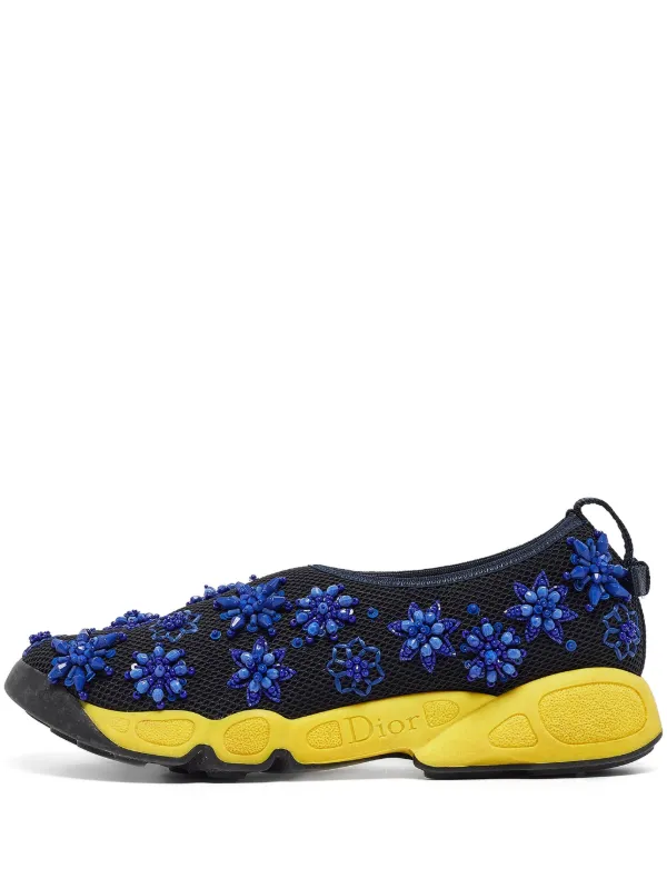 Christian Dior Pre-Owned flower-embellished Sneakers Black FARFETCH IN