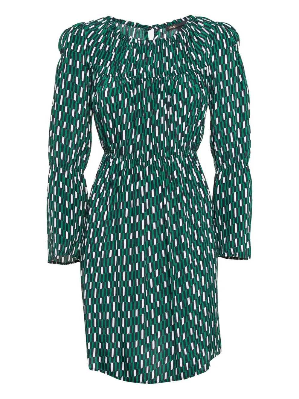 Maje 2024 pre-owned puff-sleeve geometric-print dress | Green | Image 1