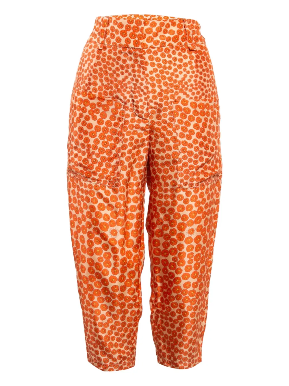 Stella McCartney Pre-Owned silk floral-print trousers | Orange | Image 1