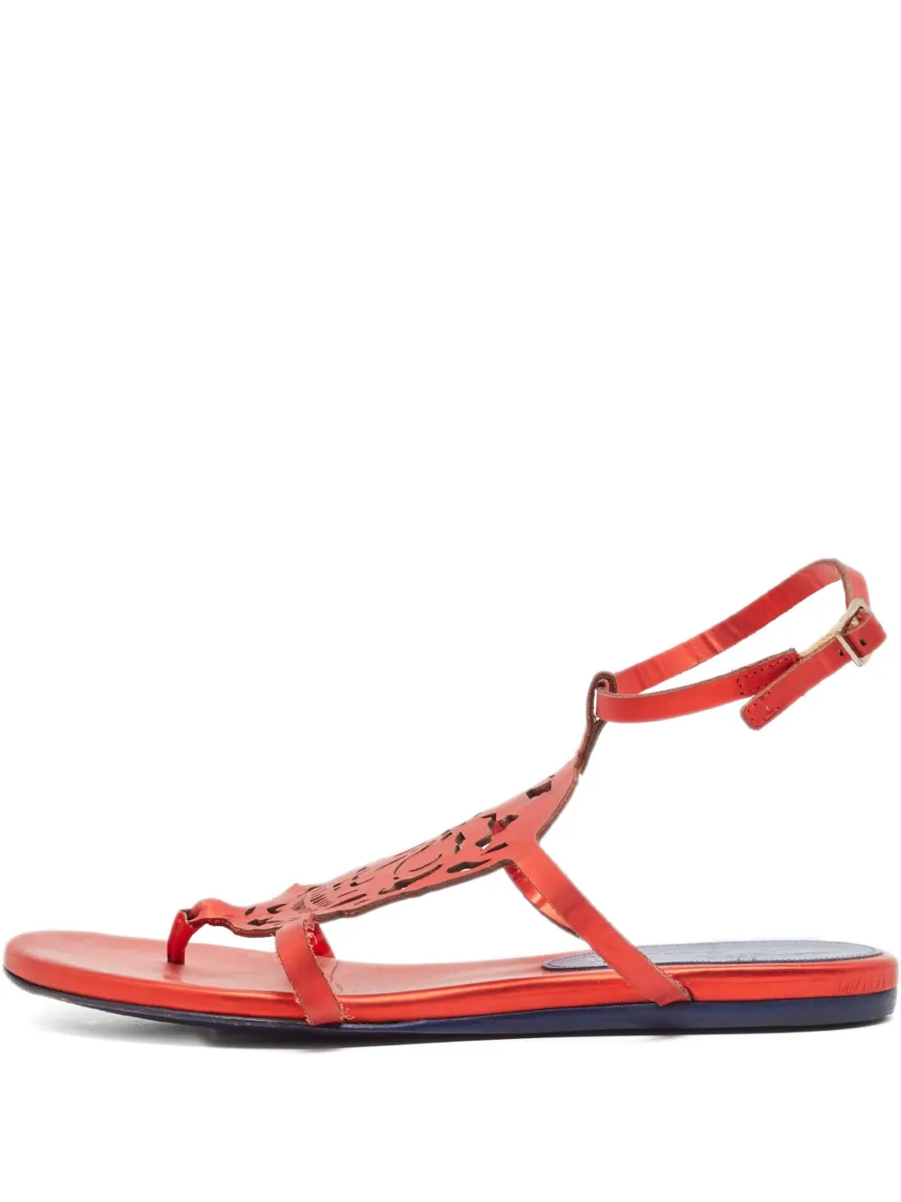Alexander McQueen Pre-Owned skull leather flat sandals - Rosso