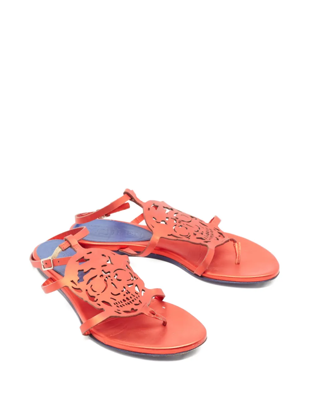 Alexander McQueen Pre-Owned skull leather flat sandals - Rood