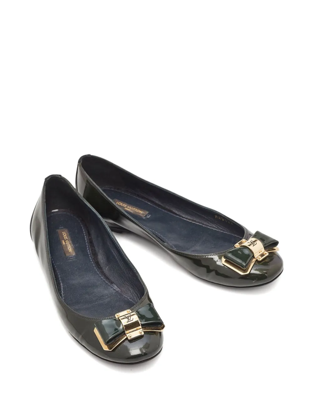 Louis Vuitton Pre-Owned 2024 lakleren ballerina's met strik - Groen