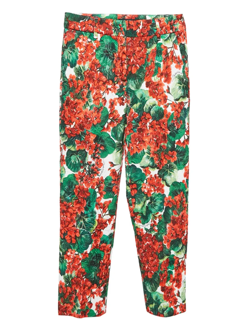 Pre-owned Dolce & Gabbana Floral-print Trousers In Red