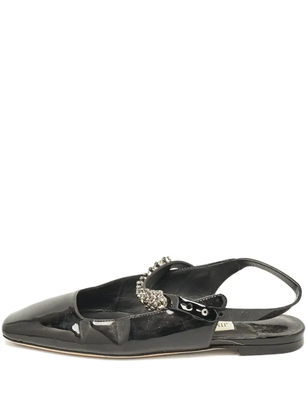 Jimmy Choo Pre-Owned レザーフラットシューズ | ブラック | FARFETCH JP