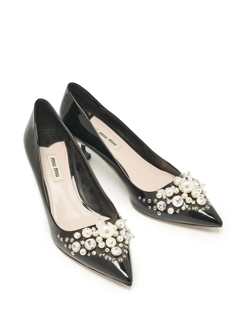 Miu Miu Pre-Owned 110mm pearl-embellished pointed-toe pumps | Image 2