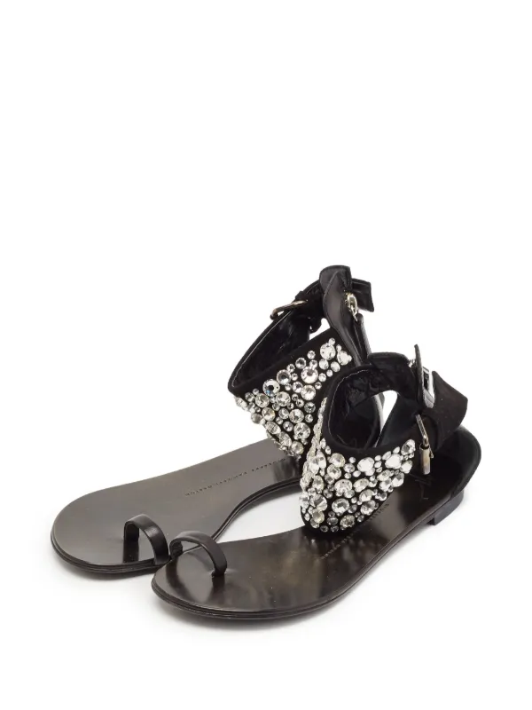 Giuseppe Zanotti Vintage Sandali Infradito Con Cristalli Nero