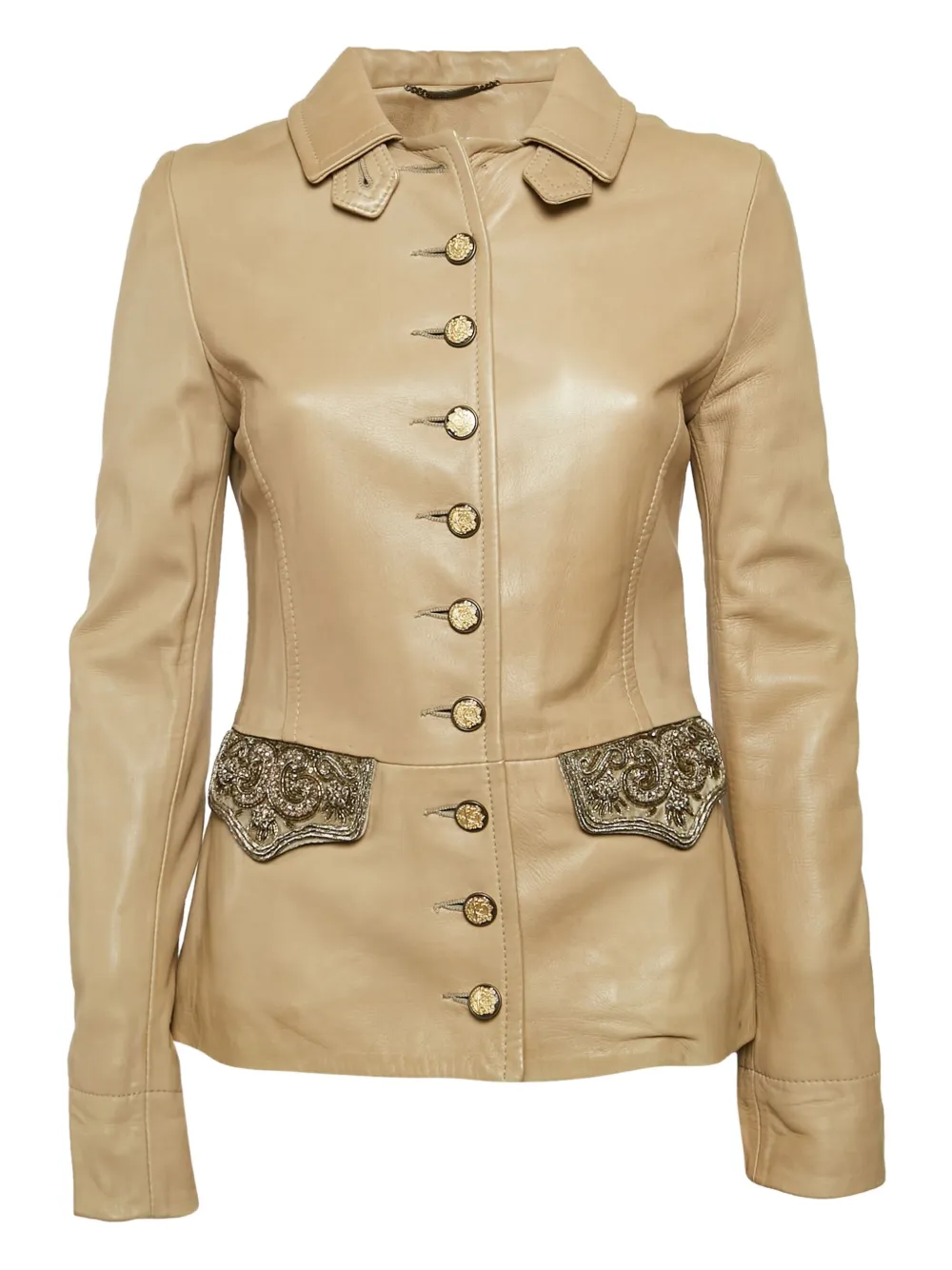 Dolce & Gabbana Pre-Owned embellished leather jacket | Brown | Image 1