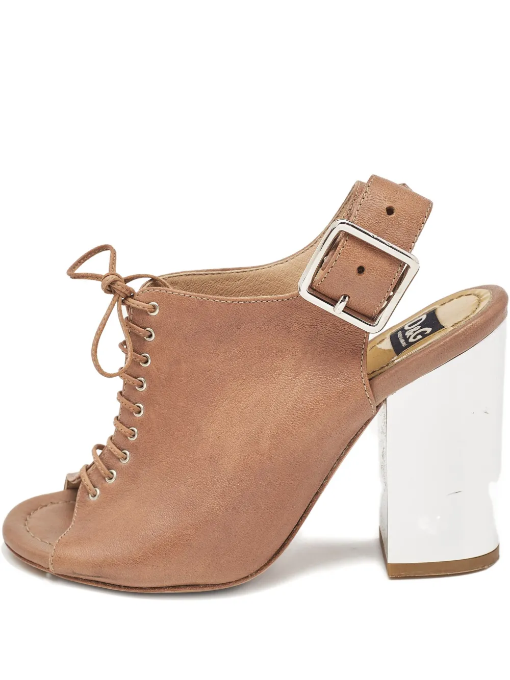 Dolce & Gabbana Pre-Owned 100mm leather block-heel sandals | Brown | Image 1