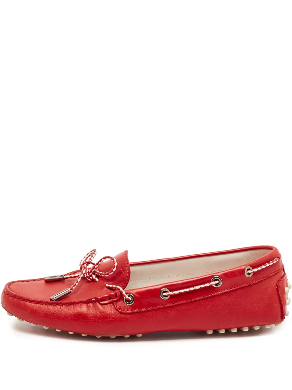 Tod's Vintage プレオウンド レザーデッキシューズ - レッド Tod's Vintage プレオウンド レザーデッキシューズ - レッド