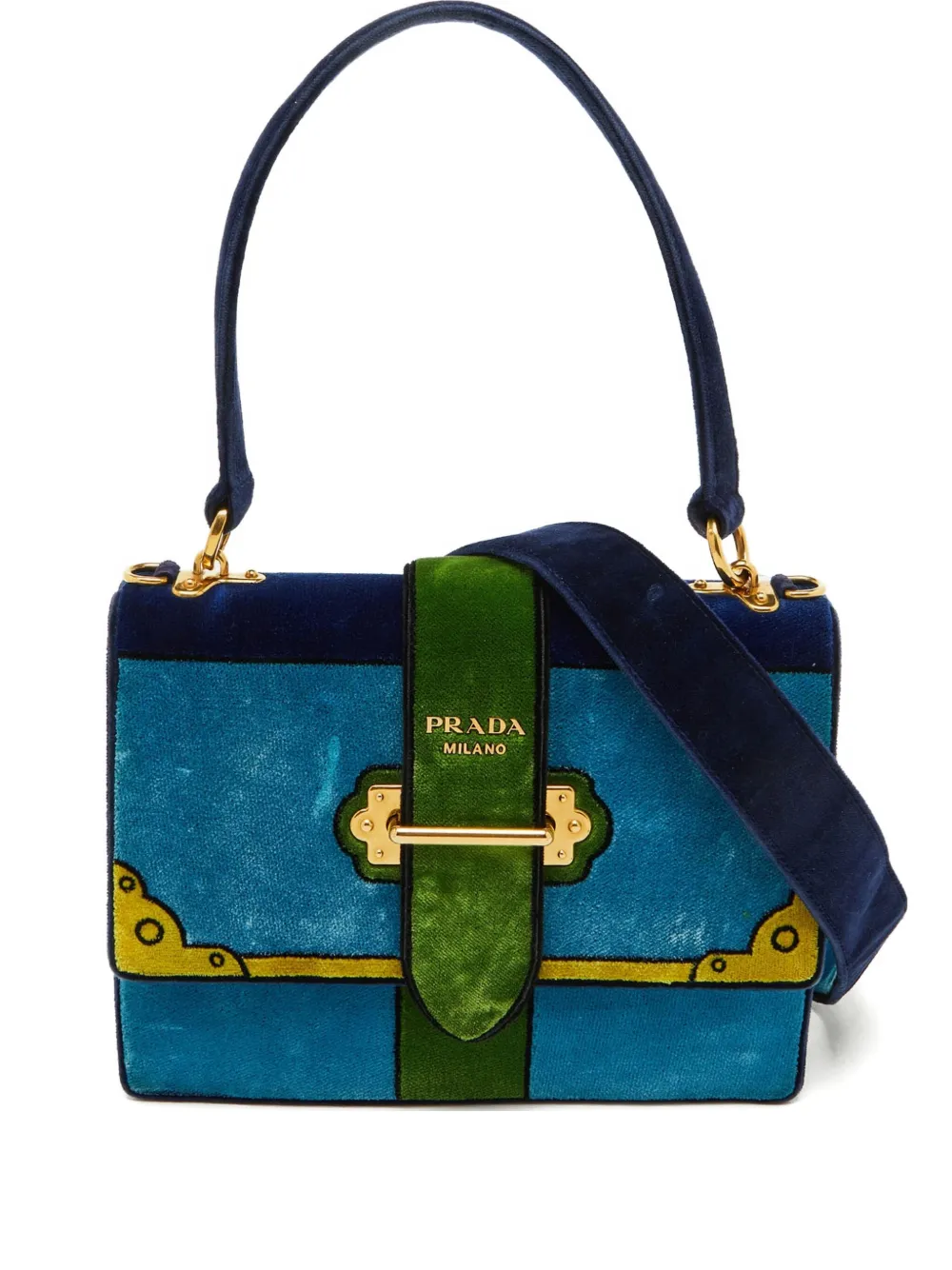 Prada Pre-Owned Trompe L'oeil Velvet tote bag - ブルー Prada Pre-Owned Trompe L'oeil Velvet tote bag - ブルー