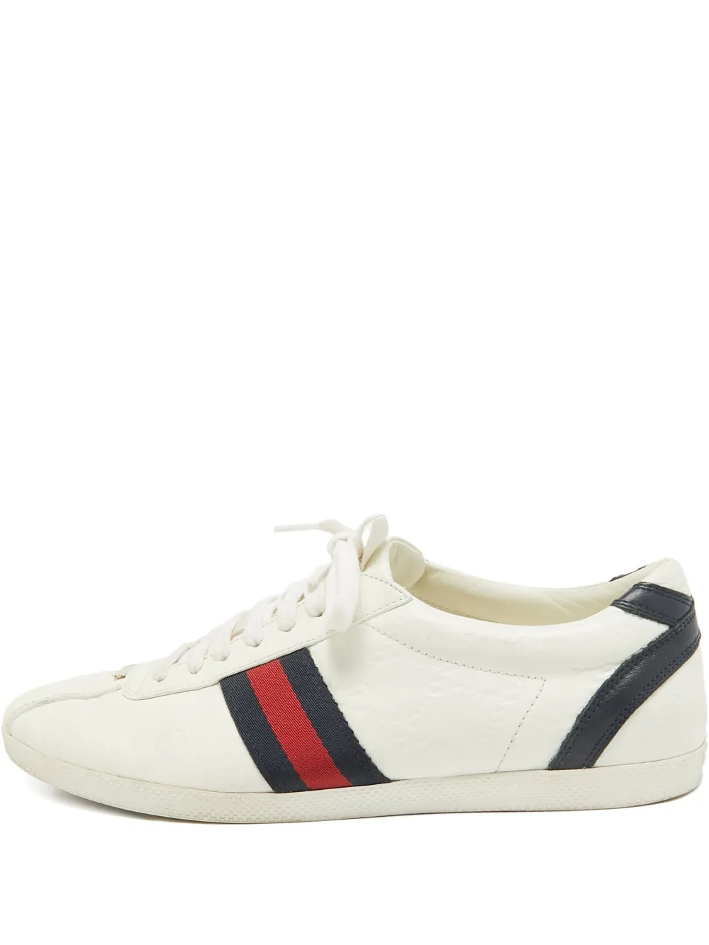 Pre-owned Gucci Logo-embossed Striped Sneakers