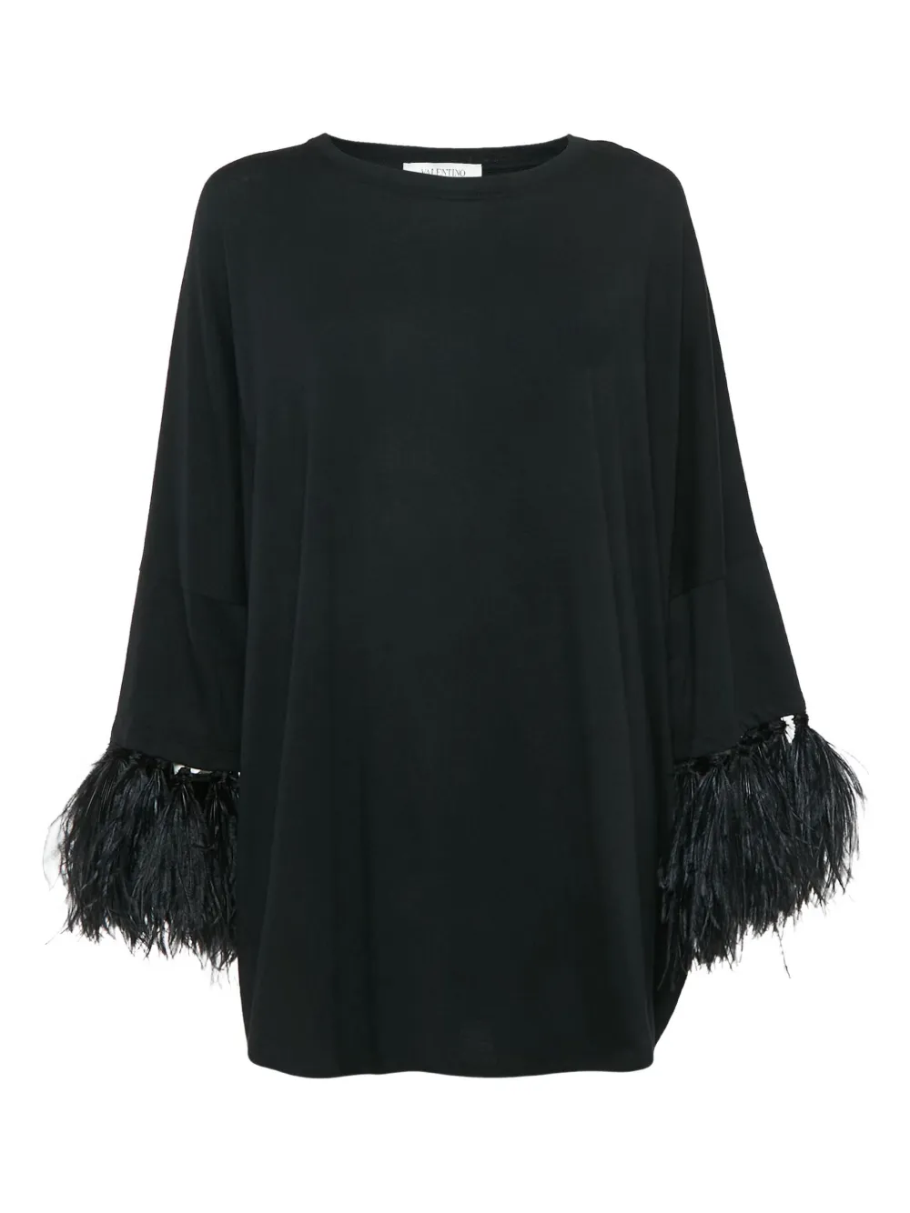 Valentino Garavani Pre-Owned feather-detail cotton top | Black | Image 1