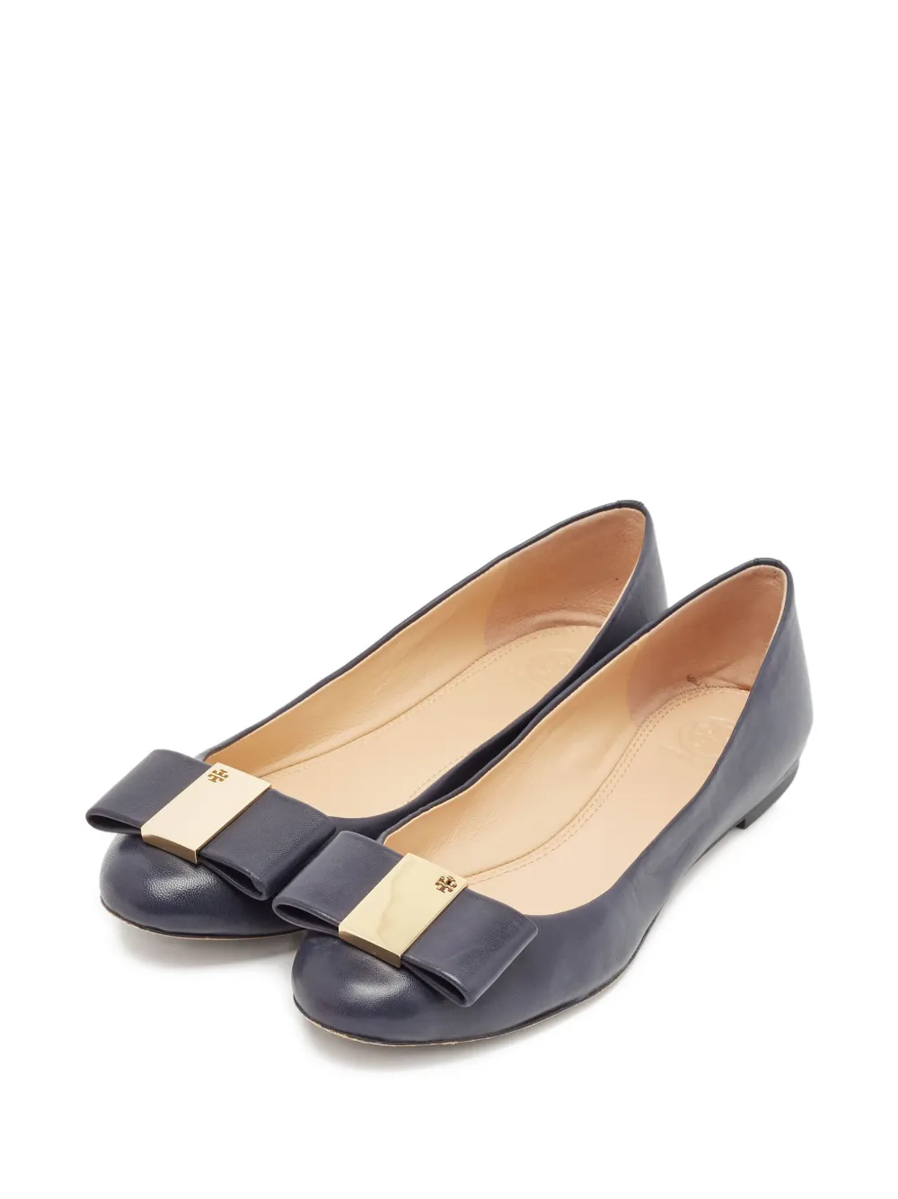 Tory Burch Pre-owned leren ballerina's met strikdetail - Blauw