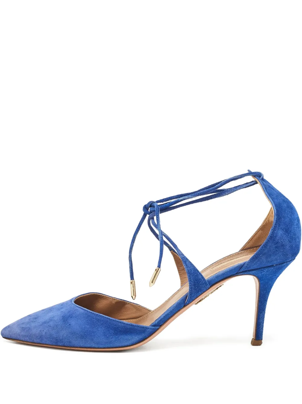 Aquazzura pre-owned 80mm Matilde lace-up pointed-toe pumps | Blue | Image 1