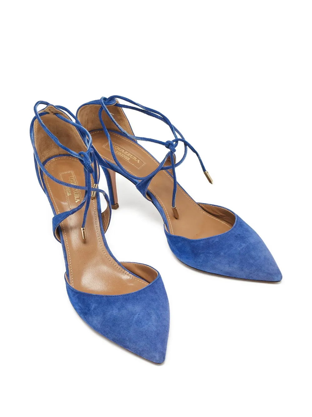 Aquazzura pre-owned 80mm Matilde lace-up pointed-toe pumps | Image 2