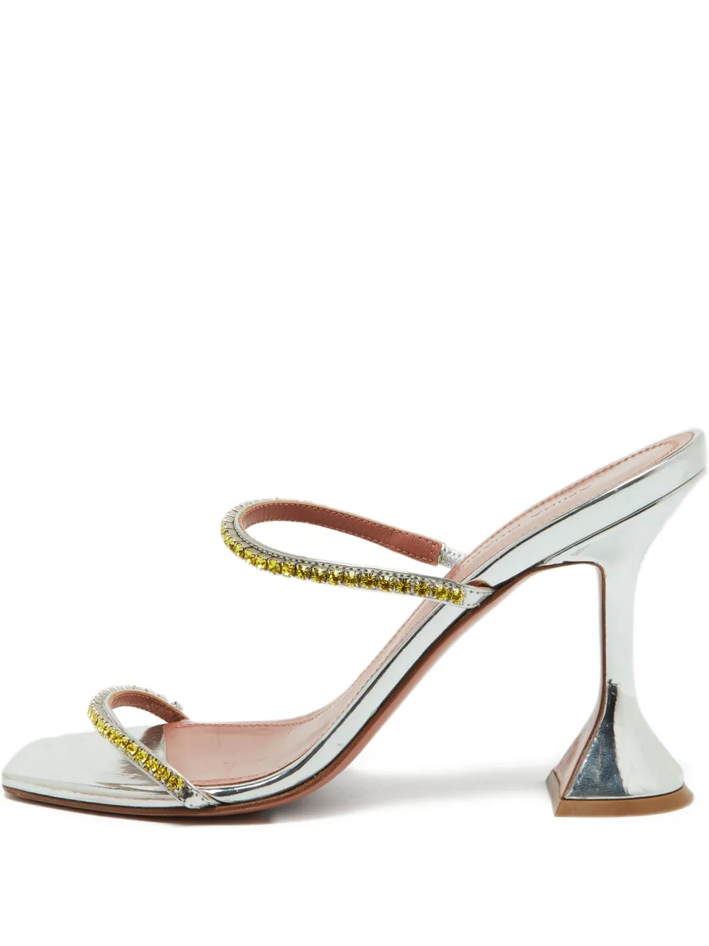 Amina Muaddi pre-owned 70mm Gilda metallic heeled sandals | Silver | Image 1