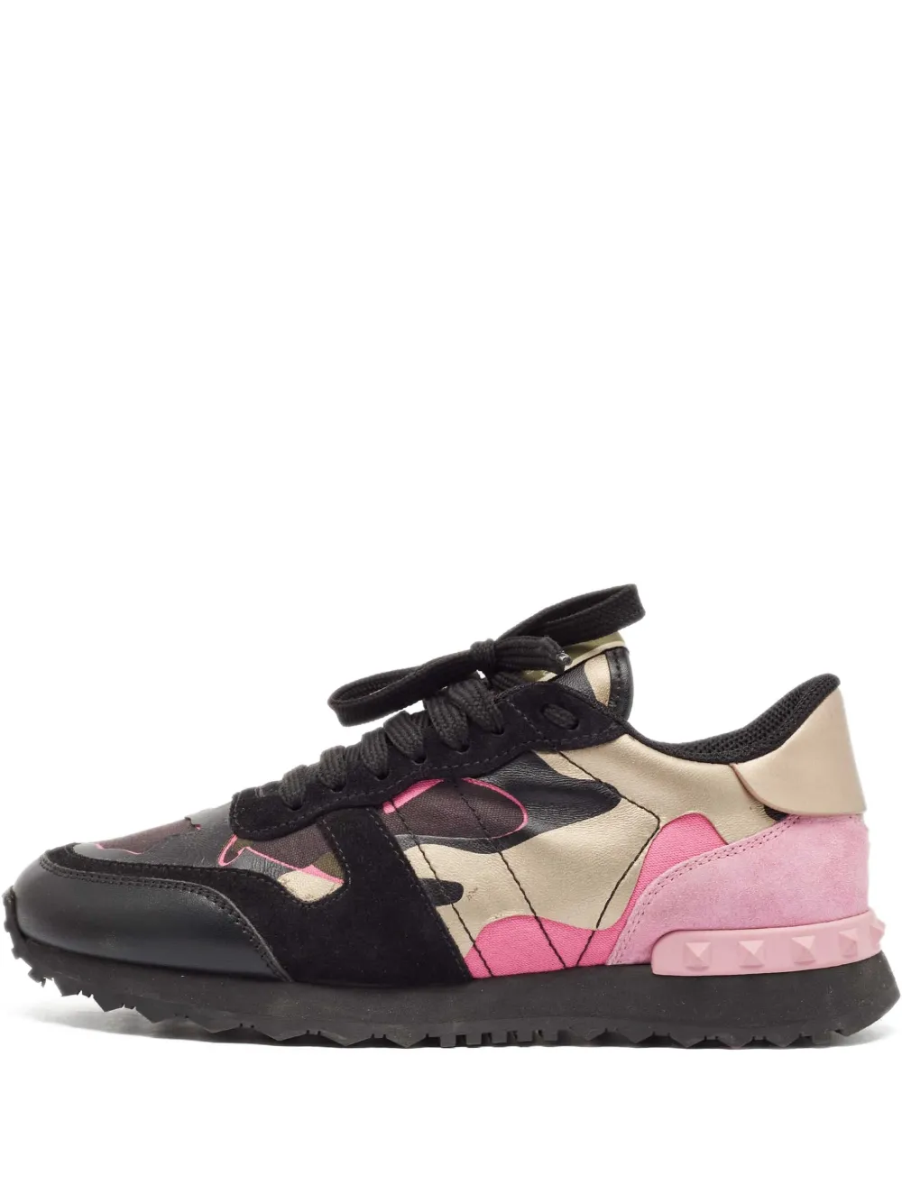 Pre-owned Valentino Garavani Camo-print Panelled Sneakers