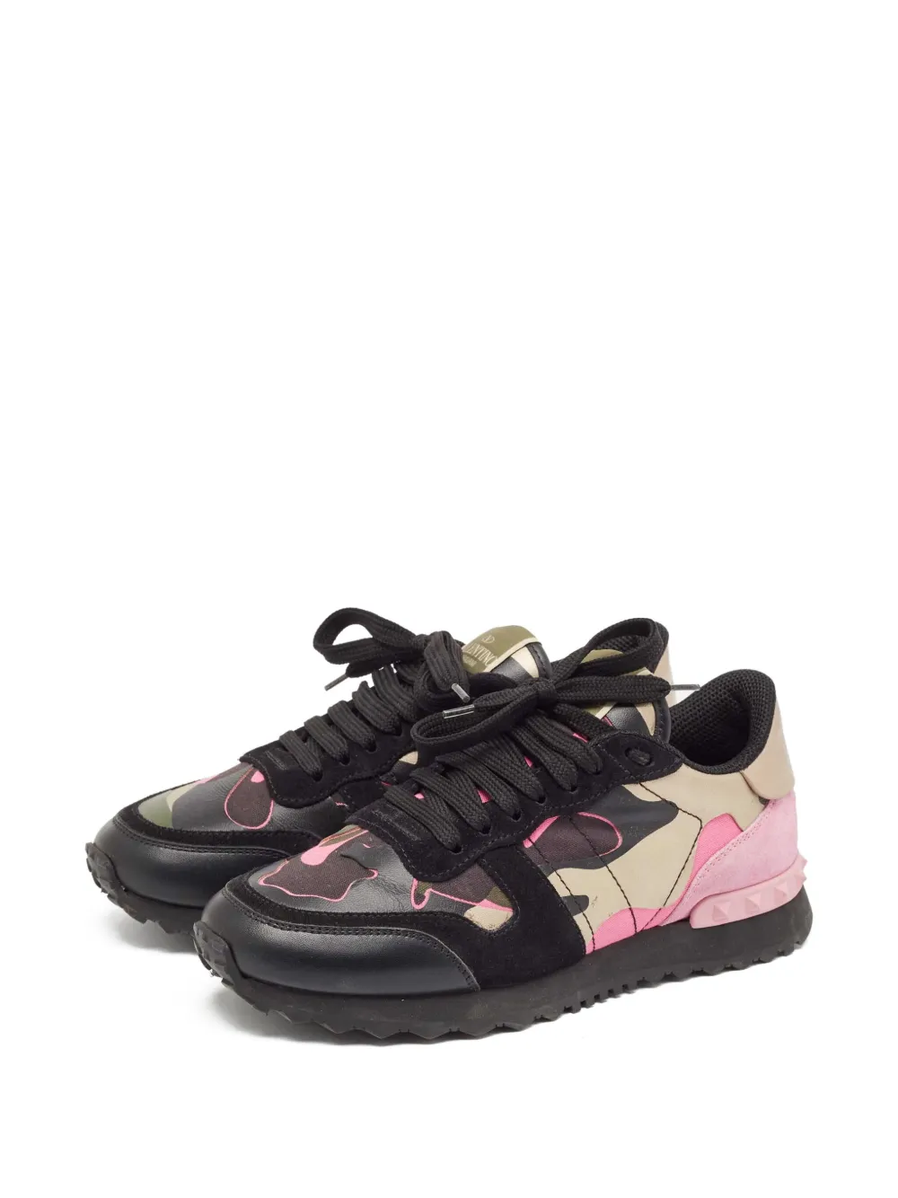 Valentino Garavani Pre-Owned Sneakers met camouflageprint en vlakken - Zwart