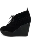 Louis Vuitton Pre-Owned 100mm suede wedge monogram boots - Black