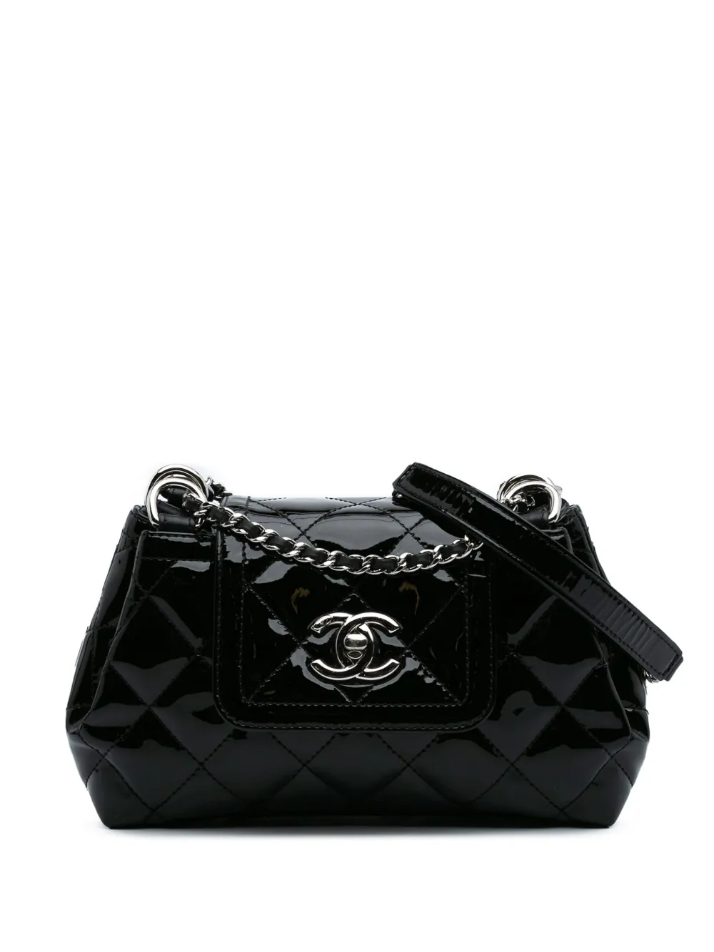 CHANEL Pre-Owned 2014-2015 Small Quilted Patent Coco Shine Accordion Flap crossbody bag | Black | Image 1