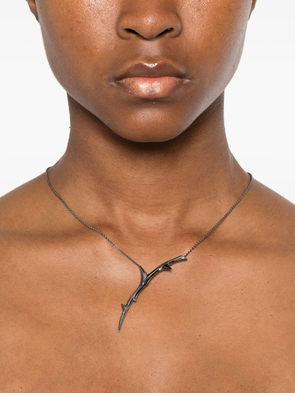 Shaun Leane Rose Thorn Single Drop Pendant Necklace In Silver