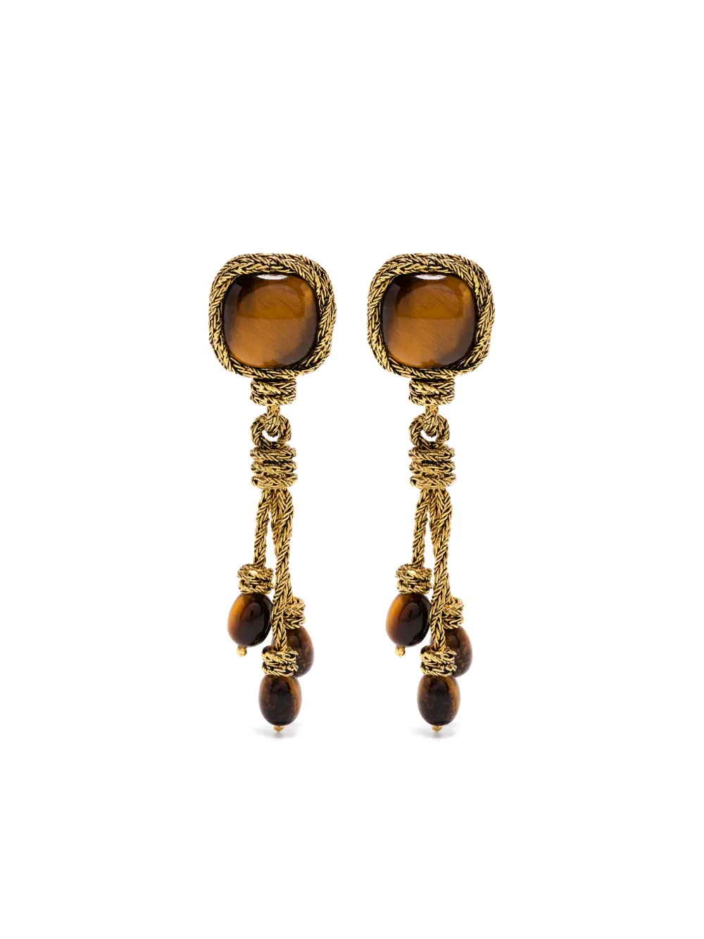 Aurelie Bidermann MIKI TIGER EYE CLIP EARRINGS - ゴールドトーン Aurelie Bidermann MIKI TIGER EYE CLIP EARRINGS - ゴールドトーン