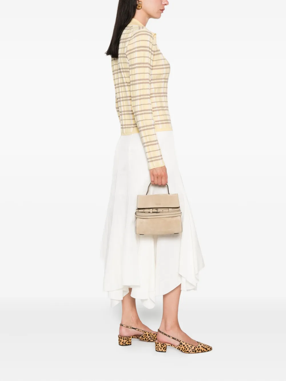 Moschino small Tie Me flap-closure suede tote bag Beige