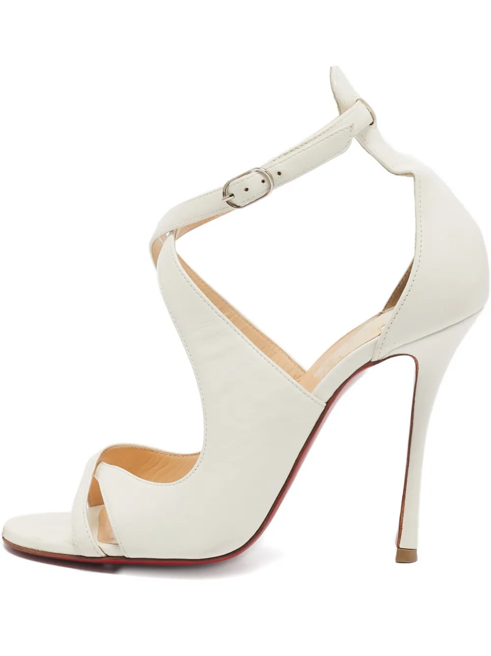 Christian Louboutin Pre-Owned 110mm leather heeled sandals - ホワイト Christian Louboutin Pre-Owned 110mm leather heeled sandals - ホワイト
