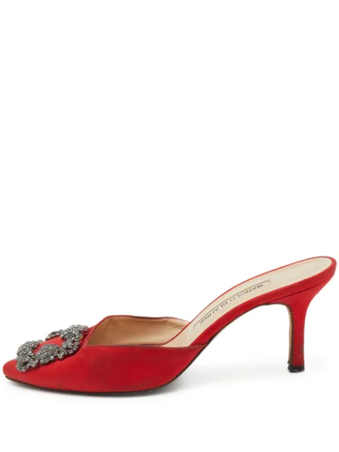 Manolo Blahnik 70mm Hangisi satin mules