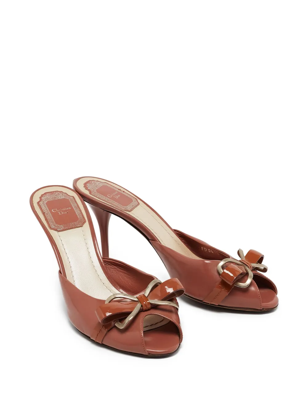 Christian Dior Pre-Owned 95 mm sandalen met strikdetail en open neus - Bruin