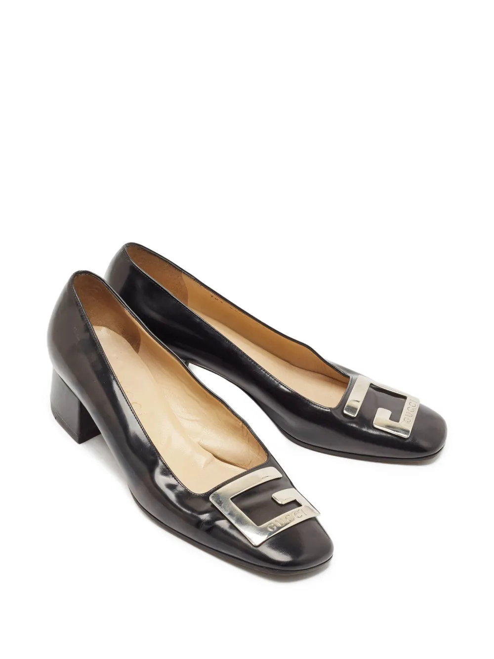 Gucci Pre-Owned 50 mm pumps met logoplakkaat - Zwart