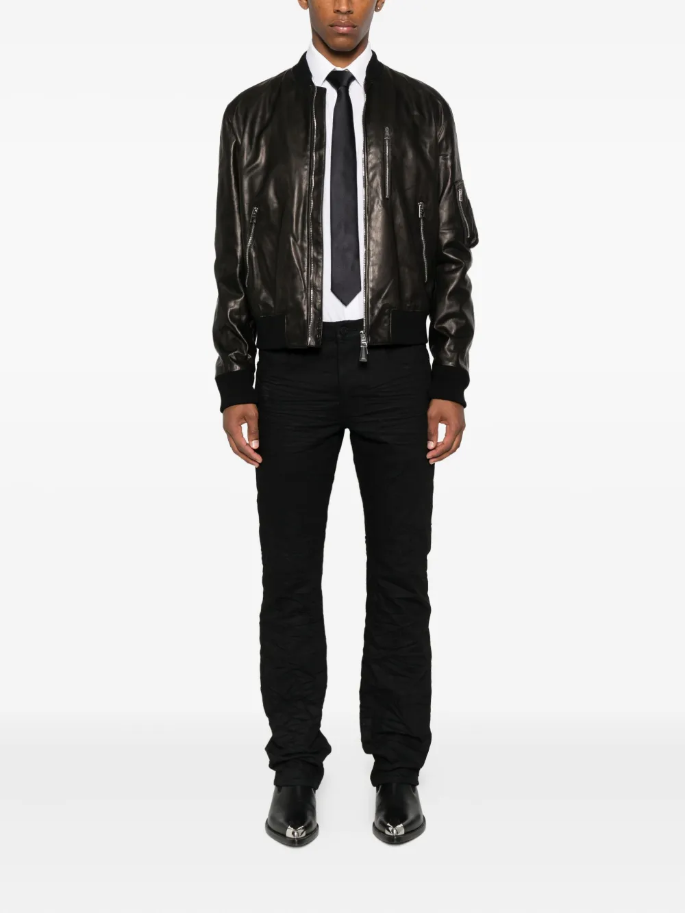 Givenchy leather zip-up bomber jacket Zwart