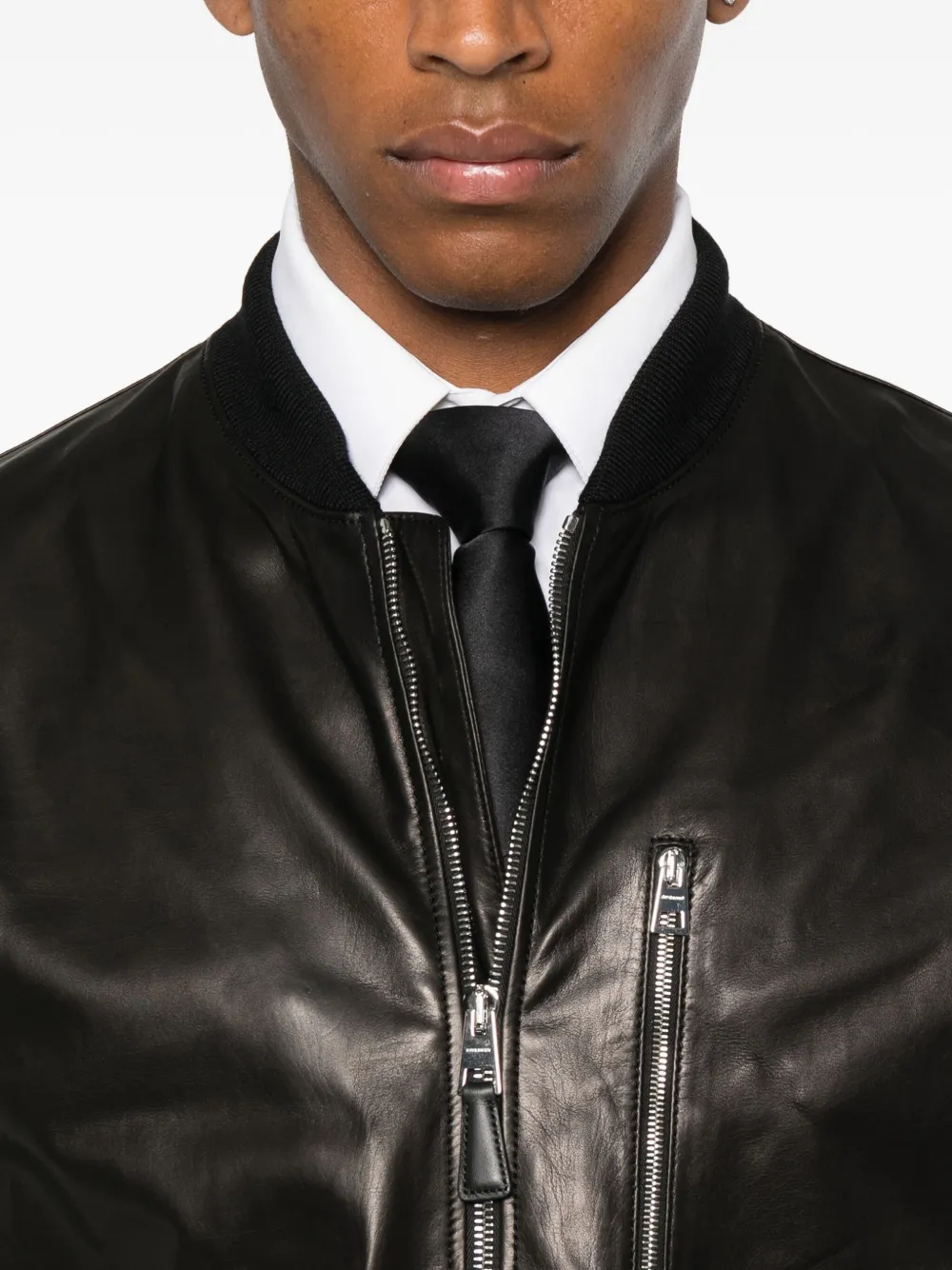 Givenchy leather zip-up bomber jacket Zwart