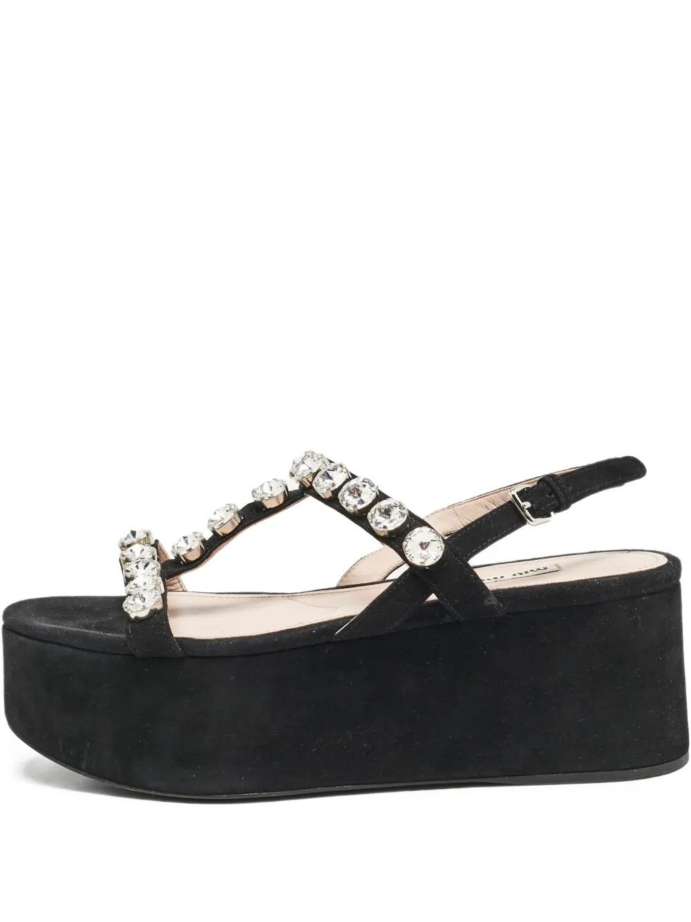 Miu Miu Pre-Owned 50mm rhinestone-embellished platform sandals | Black | Image 1