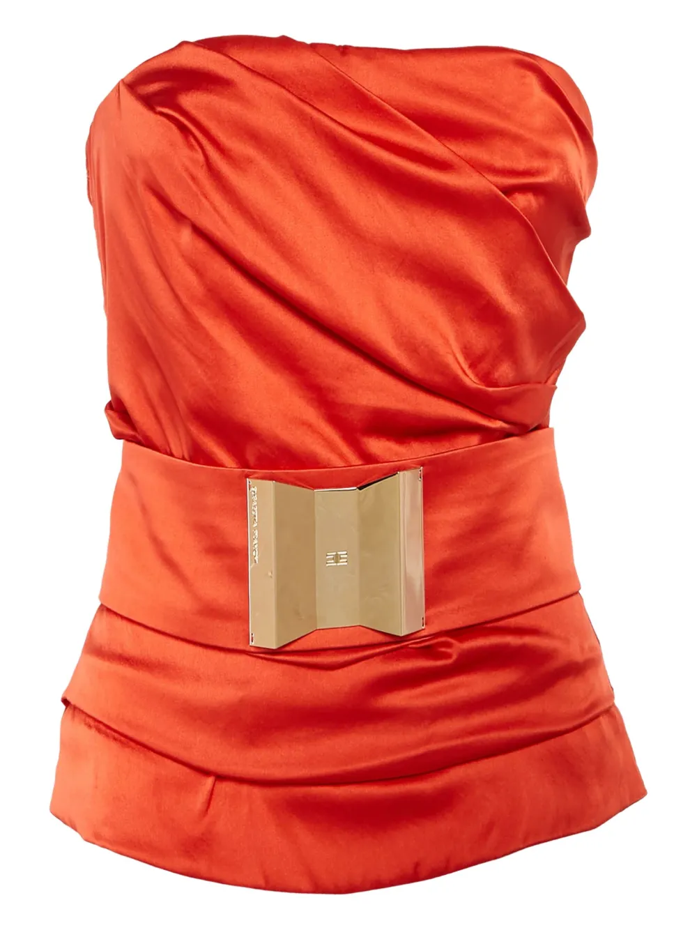 Elisabetta Franchi pre-owned draped strapless top | Orange | Image 1
