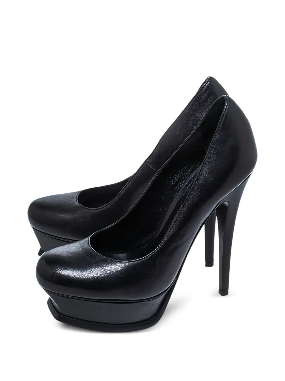 Saint Laurent Pre-Owned 135 mm Tribute leren pumps met plateauzool - Zwart