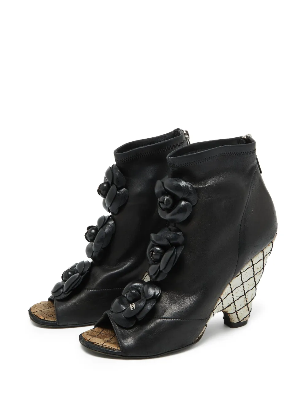 CHANEL Pre-Owned 105mm Camellia peep-toe wedge boots | Image 2