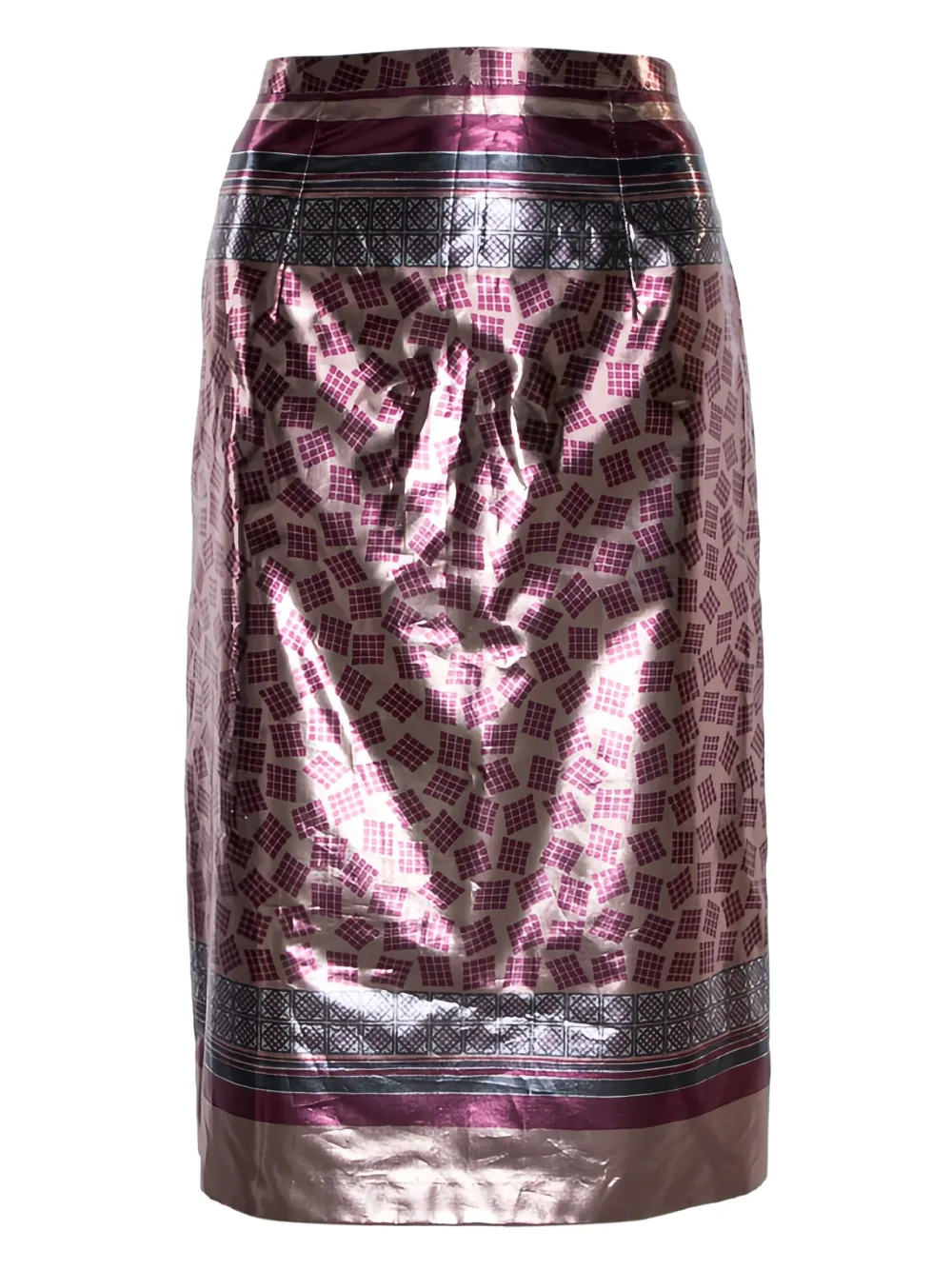 metallic-finish pencil skirt