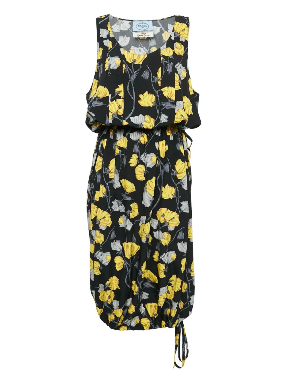 Prada Pre-Owned Abito in seta a fiori - Nero
