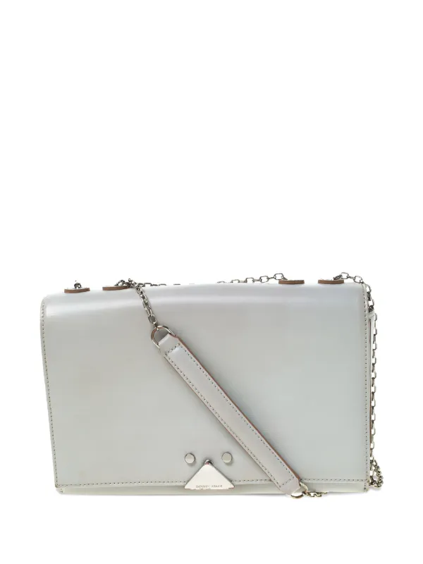 Emporio Armani Pre-Owned Leather Flap Shoulder Bag | Grey | FARFETCH