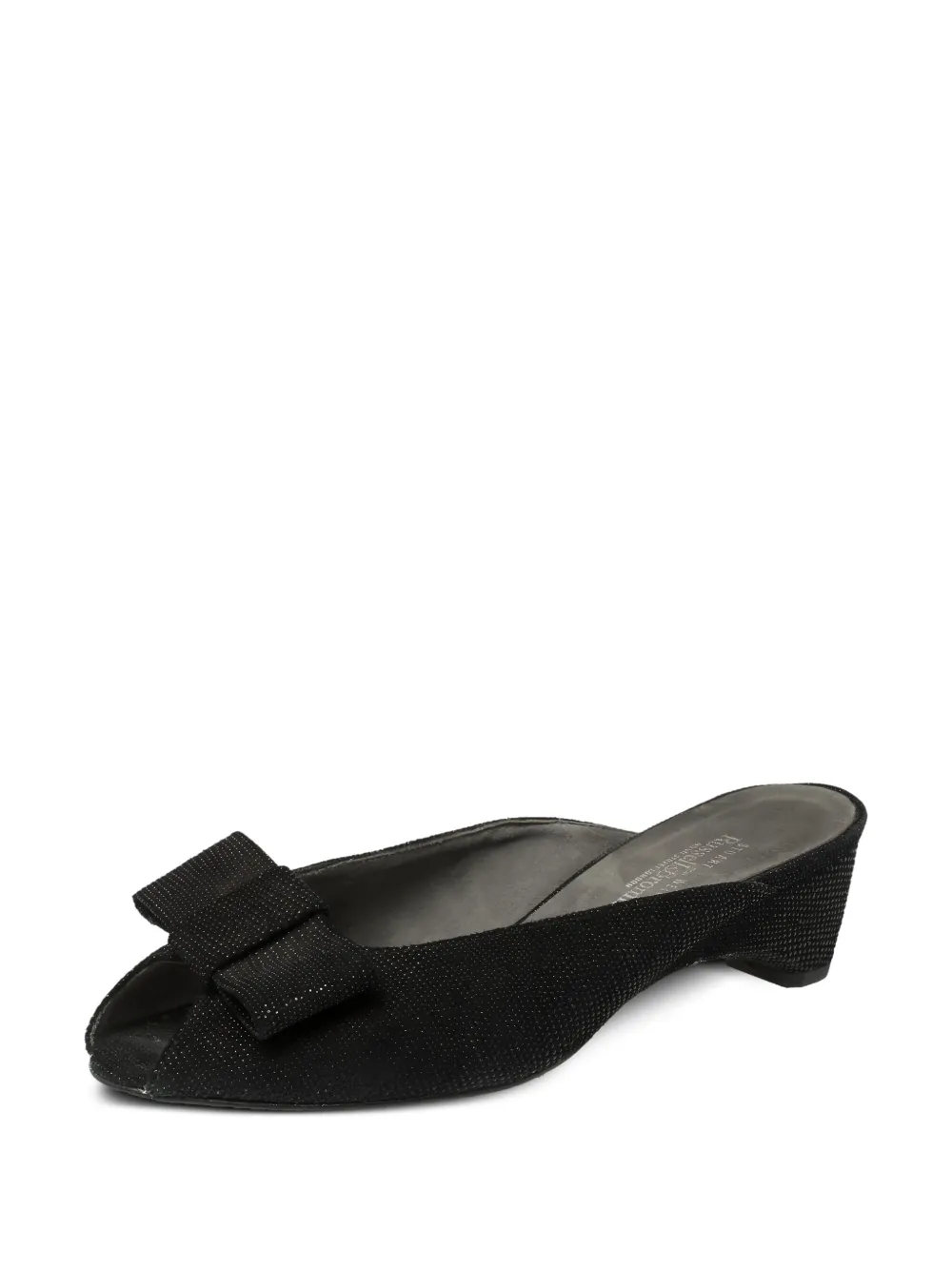 Stuart Weitzman Slippers met blokhak en strik - Zwart