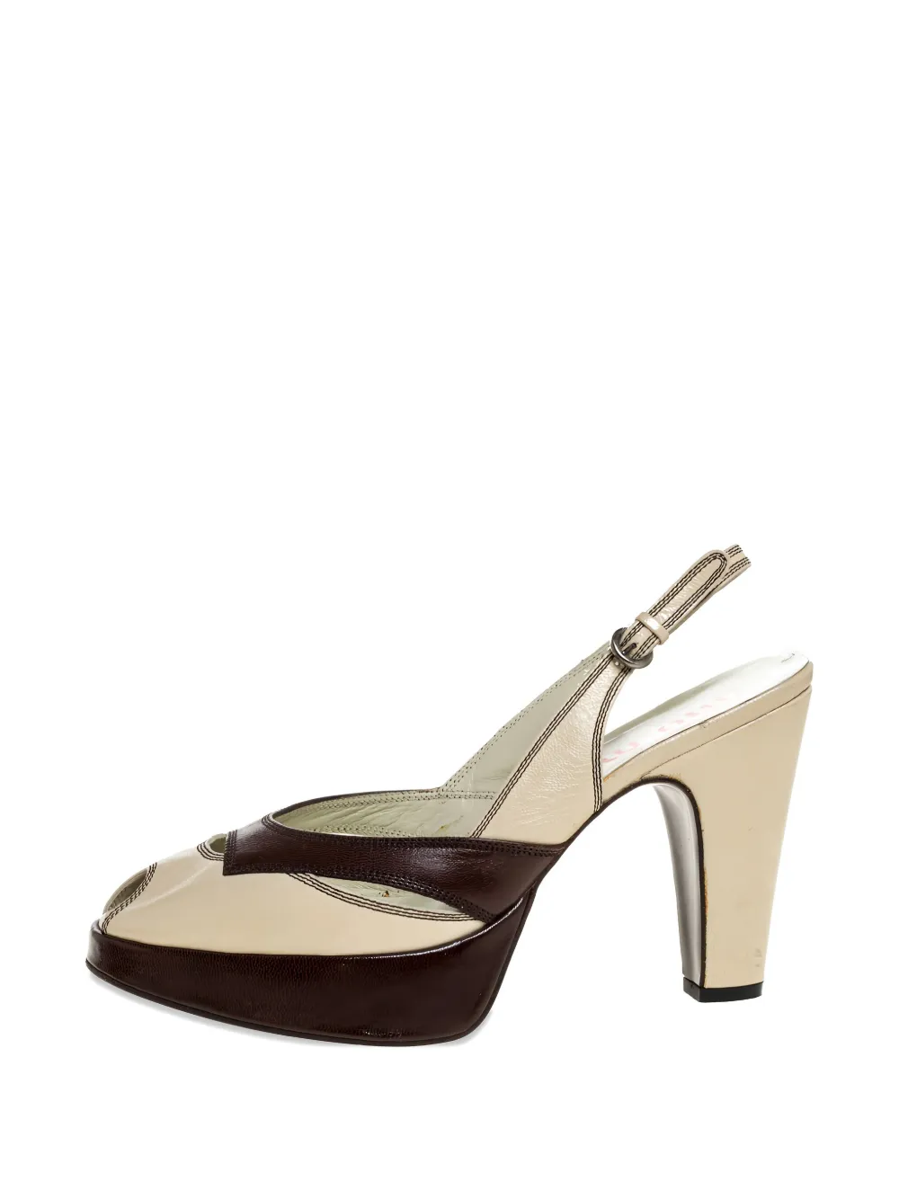 Miu Miu Pre-Owned 105 mm slingback sandalen met plateauzool - Beige