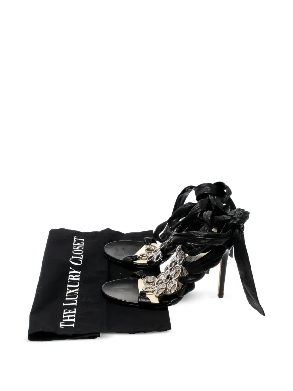 Jimmy Choo Pre-Owned 120mm ビジュートリム サンダル