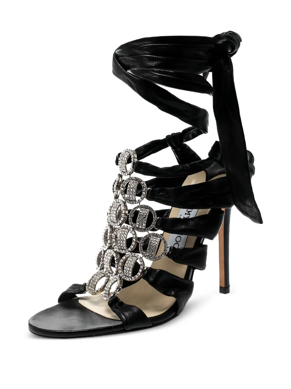 Jimmy Choo Pre-Owned 120 mm Marine sandalen verfraaid met kristallen - Zwart