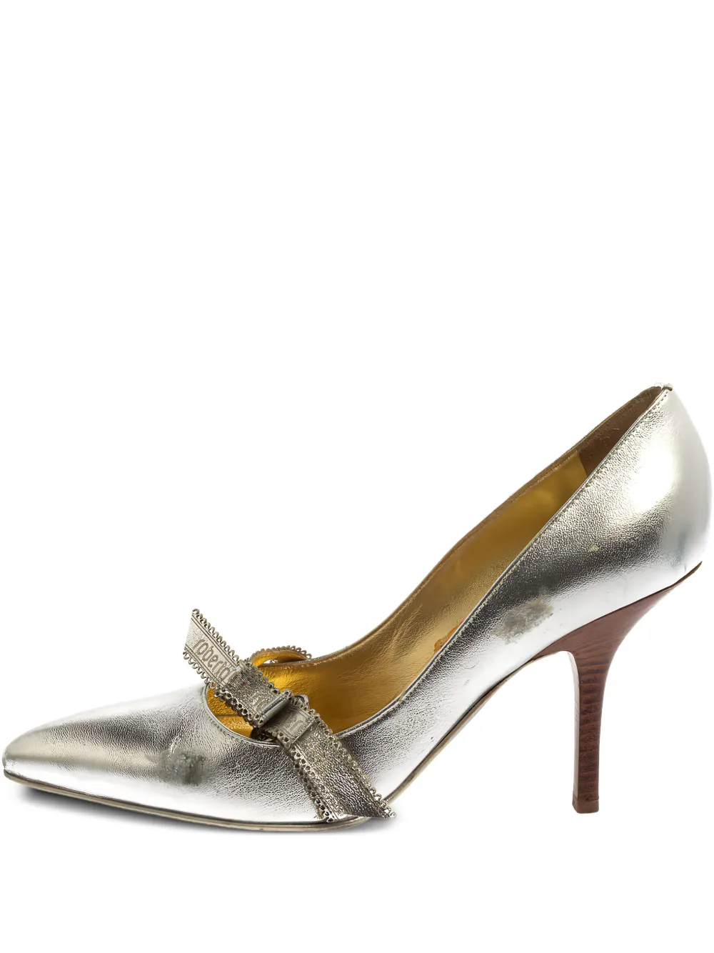 100mm metallic leather pointed-toe pumps