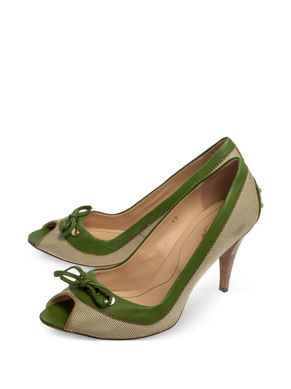 Tod's Vintage 90 mm pre-owned sandalen met open neus en strikdetail - Beige