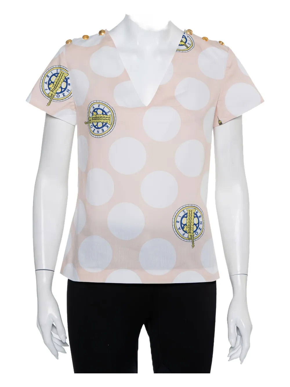 Pre-owned Kenzo Polka Dot-print T-shirt In Neutral